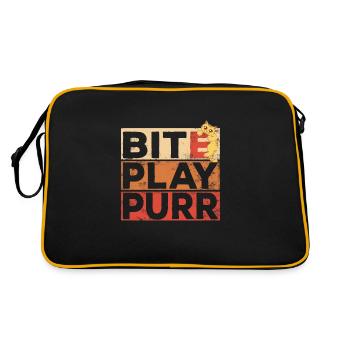 Bite, Play, Purr biting cute Kitty Design - Retro Bag - black/gold - Back