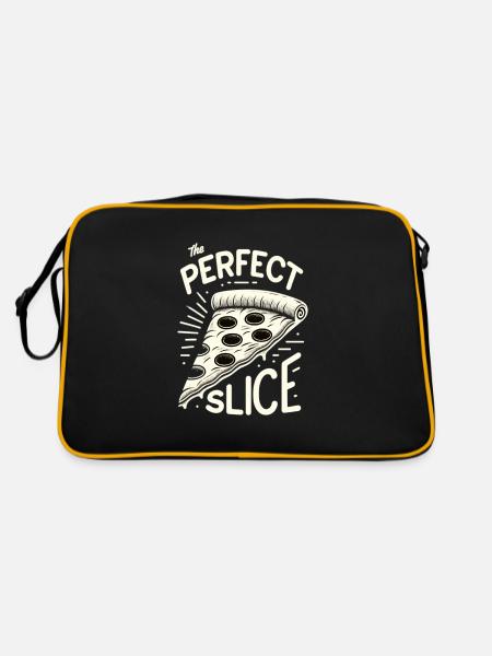 Funny pizza lover pizza enthusiast - Retro Bag - black/gold - Back