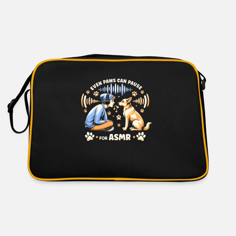 Asmr Whispering Asmr Enthusiast Mindfulness - Retro Tasche - Schwarz/Gold