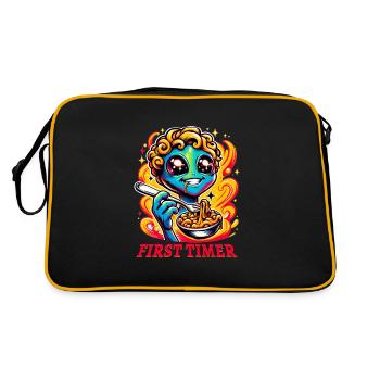 Alien Extraterrestrial Area 51 Ufo Space Geek - Retro Tasche - Schwarz/Gold - Hinten