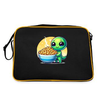 Alien Extraterrestrial Area 51 Ufo Space Geek - Retro Tasche - Schwarz/Gold - Hinten