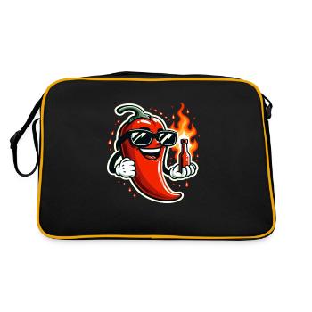 Scharfes Essen Liebhaber Von Chili Peppers Chef - Retro Tasche - Schwarz/Gold - Hinten