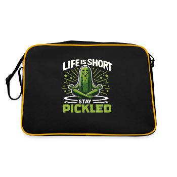 Pickle Lover Funny Pickle Dill Pickle Pickled - Retro Bag - black/gold - Back