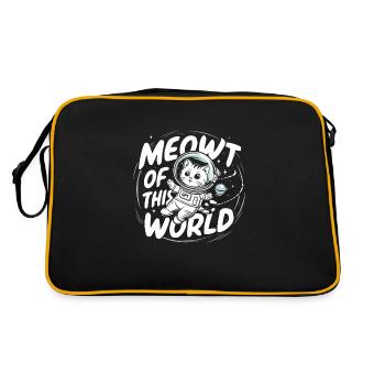 Katze Astronaut Astronomie Äußeres Sonnensystem - Retro Tasche - Schwarz/Gold - Hinten