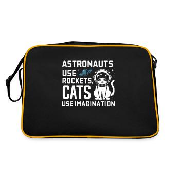 Katze Astronaut Astronomie Äußeres Sonnensystem - Retro Tasche - Schwarz/Gold - Hinten