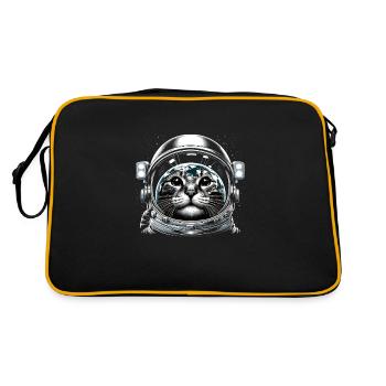 Katze Astronaut Astronomie Äußeres Sonnensystem - Retro Tasche - Schwarz/Gold - Hinten