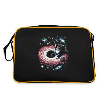 Katze Astronaut Astronomie Äußeres Sonnensystem - Retro Tasche - Schwarz/Gold - Hinten