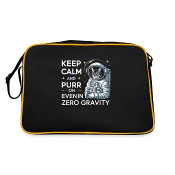 Katze Astronaut Astronomie Äußeres Sonnensystem - Retro Tasche - Schwarz/Gold - Hinten