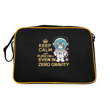 Katze Astronaut Astronomie Äußeres Sonnensystem - Retro Tasche - Schwarz/Gold - Hinten