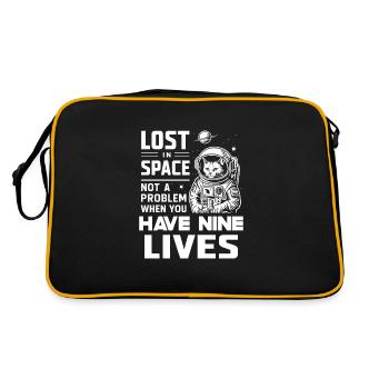 Katze Astronaut Astronomie Äußeres Sonnensystem - Retro Tasche - Schwarz/Gold - Hinten