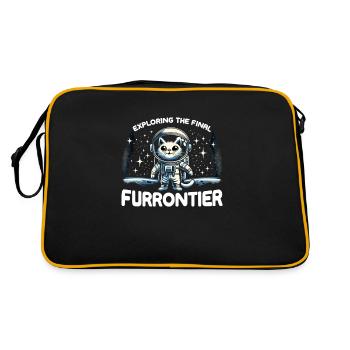 Katze Astronaut Astronomie Äußeres Sonnensystem - Retro Tasche - Schwarz/Gold - Hinten