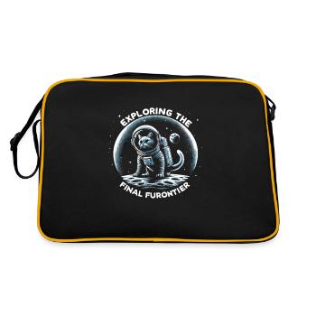 Katze Astronaut Astronomie Äußeres Sonnensystem - Retro Tasche - Schwarz/Gold - Hinten