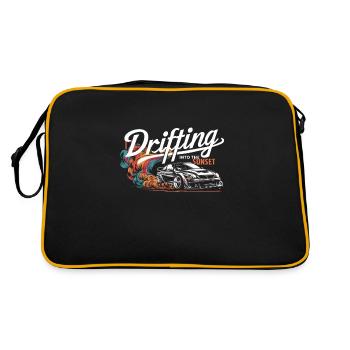 Auto-drift-rennen, Rennwagen-motorsport-drift - Retro Tasche - Schwarz/Gold - Hinten