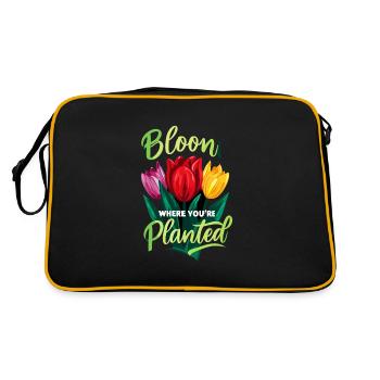 Tulpen Tulpenblüte Ja, Ich Spreche Mit Tulpen - Retro Tasche - Schwarz/Gold - Hinten