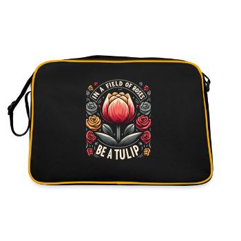 Tulpen Tulpenblüte Ja, Ich Spreche Mit Tulpen - Retro Tasche - Schwarz/Gold - Hinten