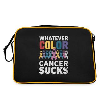 Krebs Saugt Krebsbewusstsein Krebskrieger - Retro Tasche - Schwarz/Gold - Hinten
