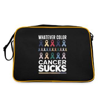 Krebs Saugt Krebsbewusstsein Krebskrieger - Retro Tasche - Schwarz/Gold - Hinten