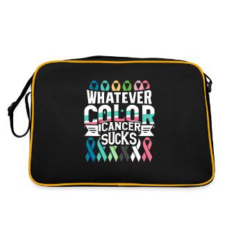 Krebs Saugt Krebsbewusstsein Krebskrieger - Retro Tasche - Schwarz/Gold - Hinten