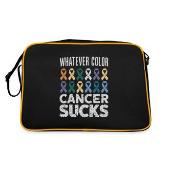 Krebs Saugt Krebsbewusstsein Krebskrieger - Retro Tasche - Schwarz/Gold - Hinten