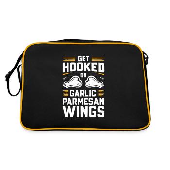 Chicken Wings Wing Hot Cooked Chicken Fast Food - Retro Tasche - Schwarz/Gold - Hinten