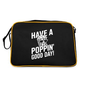 Lustiger Popcorn-spruch, Binge-watching-popcorn - Retro Tasche - Schwarz/Gold - Hinten
