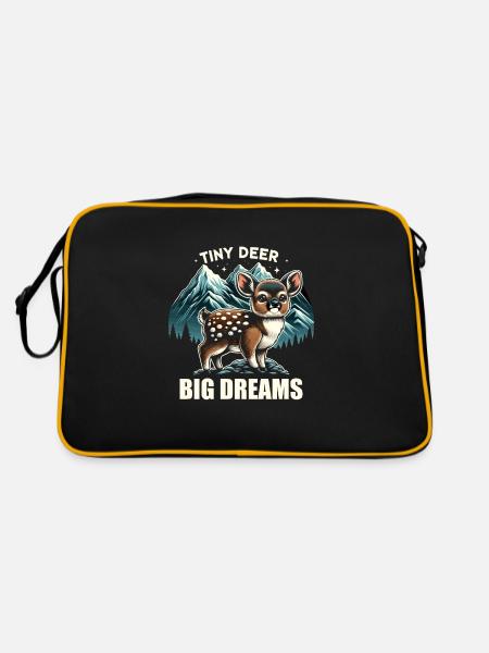 Niedlicher Pudu-hirsch Südamerika Cartoon-hirsch - Retro Tasche - Schwarz/Gold - Hinten