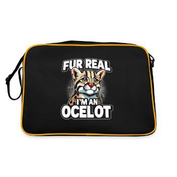 Ocelot Chat Sauvage Animaux Exotiques Jungle Gros Chat - Sac Retro - noir/or - Dos