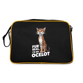 Ocelot Chat Sauvage Animaux Exotiques Jungle Gros Chat - Sac Retro - noir/or - Dos
