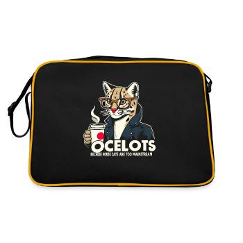 Ocelot Chat Sauvage Animaux Exotiques Jungle Gros Chat - Sac Retro - noir/or - Dos