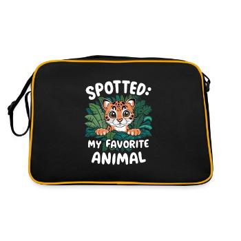 Ocelot Chat Sauvage Animaux Exotiques Jungle Gros Chat - Sac Retro - noir/or - Dos