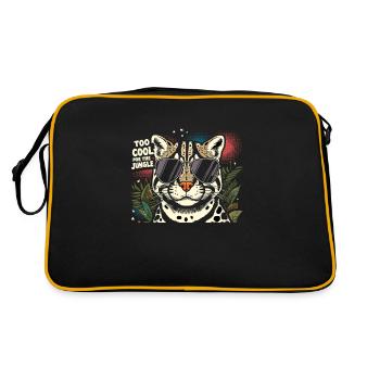 Ocelot Chat Sauvage Animaux Exotiques Jungle Gros Chat - Sac Retro - noir/or - Dos