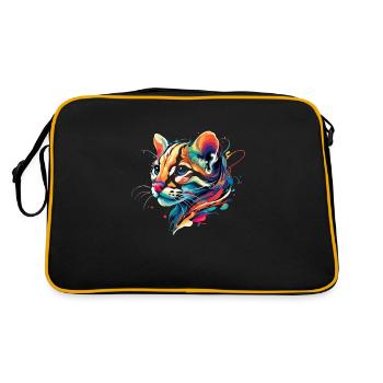 Ocelot Chat Sauvage Animaux Exotiques Jungle Gros Chat - Sac Retro - noir/or - Dos