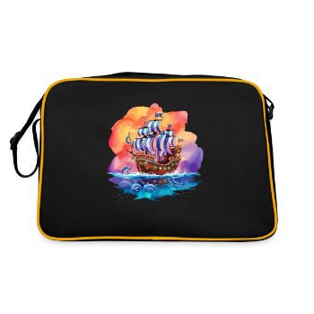 Piratenschiff für Kinder - Retro Tasche - Schwarz/Gold - Hinten