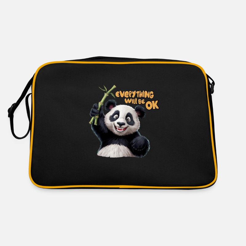Motivierendes Panda Alles wird gut für einen - Retro Tasche - Schwarz/Gold