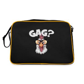 Lustige Henne mit Sonnenrbrille GAG - Retro Tasche - Schwarz/Gold - Hinten