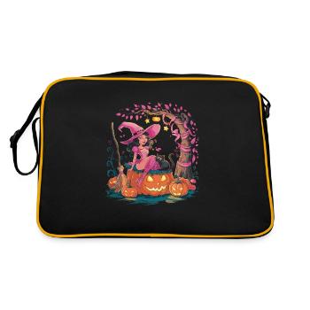 Pretty In Pink Wicked With Pumpkins für Frauen - Retro Tasche - Schwarz/Gold - Hinten