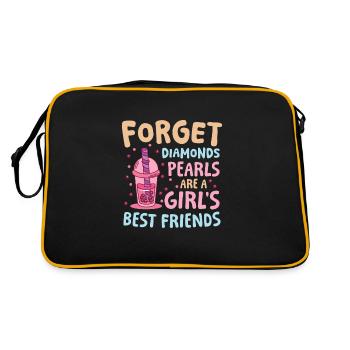 Lustiger Bubble Tea Spruch für einen Bubble Tea - Retro Tasche - Schwarz/Gold - Hinten