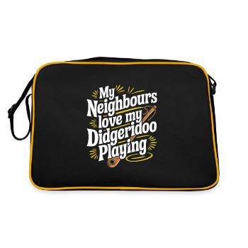 Didgeridoo Player Embracing Aboriginal Instrument - Retro Bag - black/gold - Back