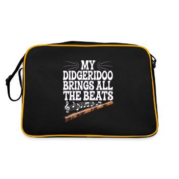 Didgeridoo Player Embracing Aboriginal Instrument - Retro Bag - black/gold - Back