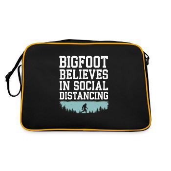 Bigfoot Believer Sasquatch Cryptid Forest Creature - Retro Bag - black/gold - Back