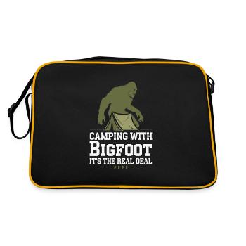 Bigfoot Believer Sasquatch Cryptid Forest Creature - Retro Bag - black/gold - Back