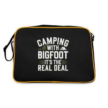 Bigfoot Believer Sasquatch Cryptid Forest Creature - Retro Bag - black/gold - Back