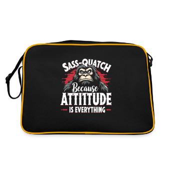 Bigfoot Believer Sasquatch Cryptid Forest Creature - Retro Bag - black/gold - Back