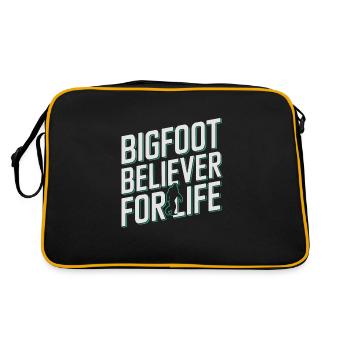 Bigfoot Believer Sasquatch Cryptid Forest Creature - Retro Bag - black/gold - Back