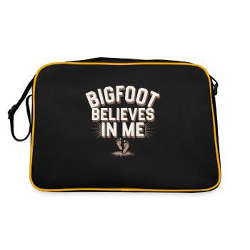 Bigfoot Believer Sasquatch Cryptid Forest Creature - Retro Bag - black/gold - Back
