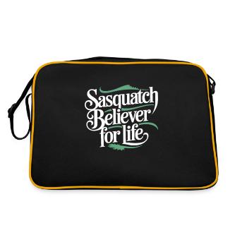 Bigfoot Believer Sasquatch Cryptid Forest Creature - Retro Bag - black/gold - Back