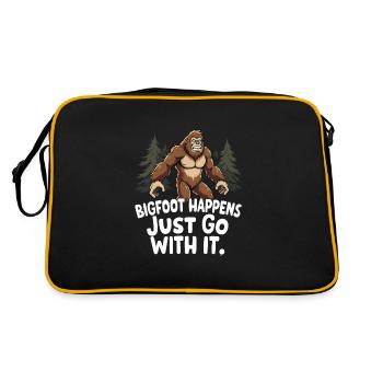 Bigfoot Believer Sasquatch Cryptid Forest Creature - Retro Bag - black/gold - Back
