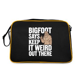 Bigfoot Believer Sasquatch Cryptid Forest Creature - Retro Bag - black/gold - Back