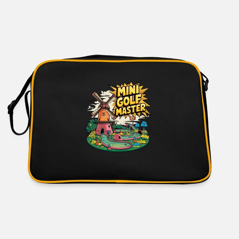 Golf Minigolf Minigolfer Golfer - Retro Tasche - Schwarz/Gold