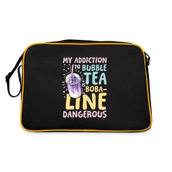Lustiger Bubble Tea Spruch für einen Bubble Tea - Retro Tasche - Schwarz/Gold - Hinten